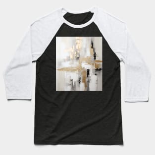 Urban Elegance: Abstract Fusion of Black, White, and Gold Baseball T-Shirt